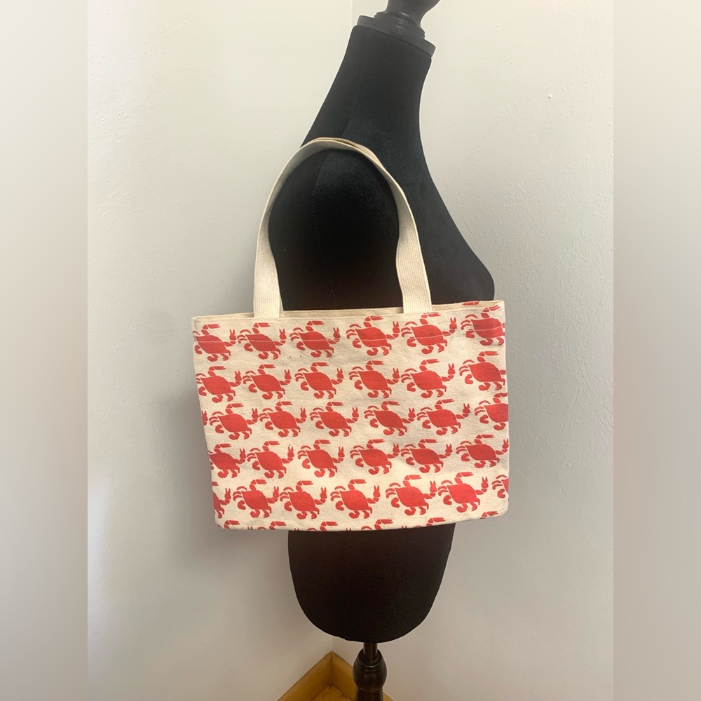 Crab Print Canvas Tote Bag